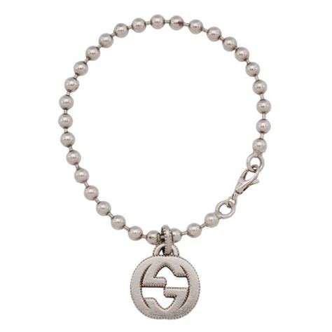 gucci sterling silver boule bracelet|silver bracelet with interlocking g.